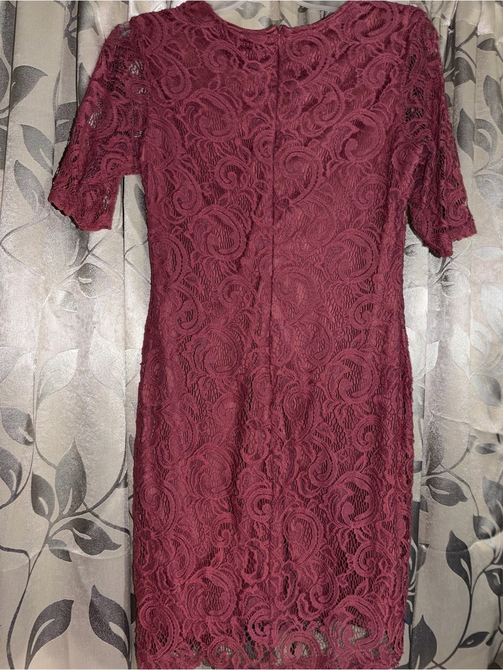 Olivia Matthews Burgundy Lace Midi Dress